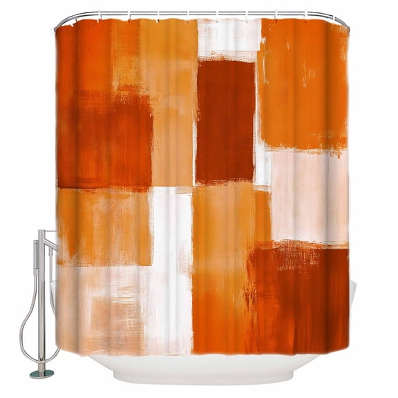 Burnt Orange Geometric Bathroom Shower Curtains with 12 Hooks Polyester Waterproof Shower Curtain for Stalls and Bathtubs Watercolor Ombre Modern Abstract Art Decorative Bathroom Curtain 36x72 Inches