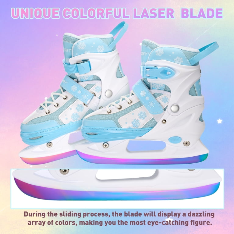OBENSKY, Kids Ice Skates, Adjustable 4 Sizes, Laser Steel Blade