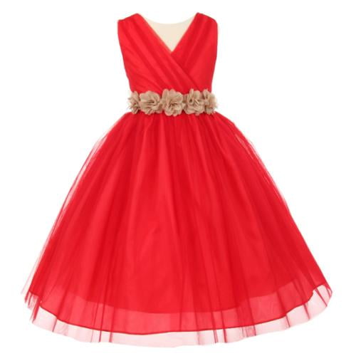 red and champagne dress