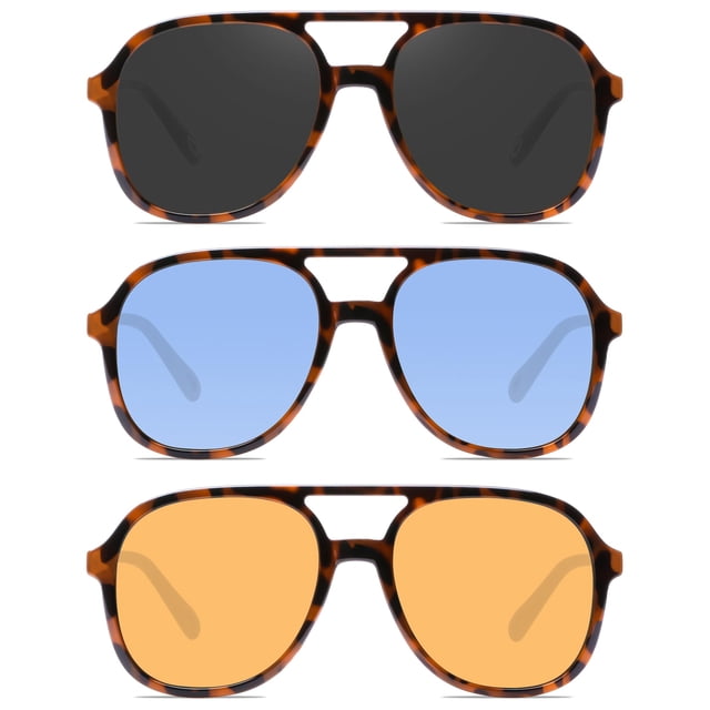 YDAOWKN Gafas de sol de aviador cuadradas retro para mujer y hombre, gafas de sol vintage de los años 70 con doble puente
