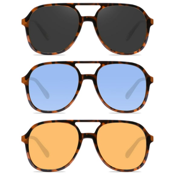 YDAOWKN Gafas de sol de aviador cuadradas retro para mujer y hombre, gafas de sol vintage de los años 70 con doble puente