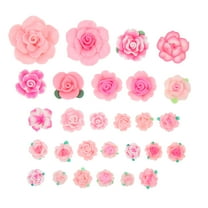 Supvox 28Pcs Miniature Flowers for Crafts in Pink Polymer Clay for Scrapbook Designs