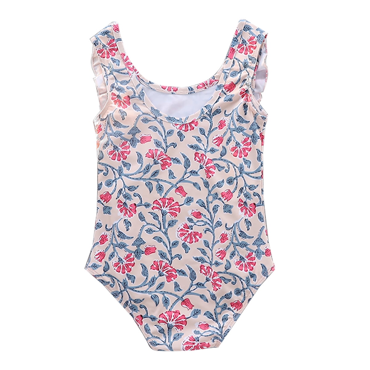 Choomomo Baby Girls Toddler Swimsuits Floral Printed Long Sleeve Zipper Rash Guard UPF 50 Sun Protection
