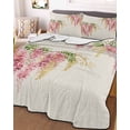 thumbnail image 3 of Quilts Twin-XL Size Bedding Set, Pink Weeping Floral Lightweight Quilted Comforter, Spring Summer Pastoral Flowers Rustic Soft Bedspread Coverlet with Pillow Covers for All Season, 68" x 98", 3 of 7