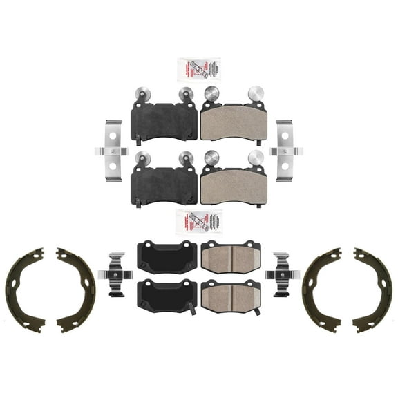 AmeriPro Front and Rear Disc Brake Pads Parking Shoes for Camaro 16-20 SS 6.2L