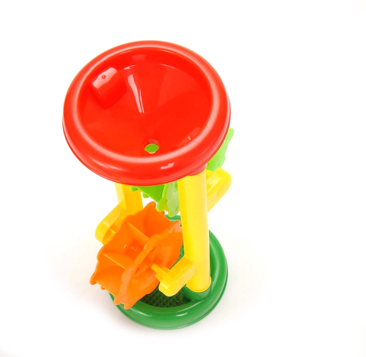 Sun & Fun PlayWorld Double Sand Wheel Beach Toy Set with Bucket, Shovels, Rakes, Sailboat and 3 Molds