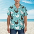 thumbnail image 5 of Uemuo Lovely Roosters Printed Regular Fit Short Sleeve Casual Hawaiian Shirt for Men,Aloha shirt,Tropical shirt,Floral print shirt,Vacation Beach shirt-, 5 of 9