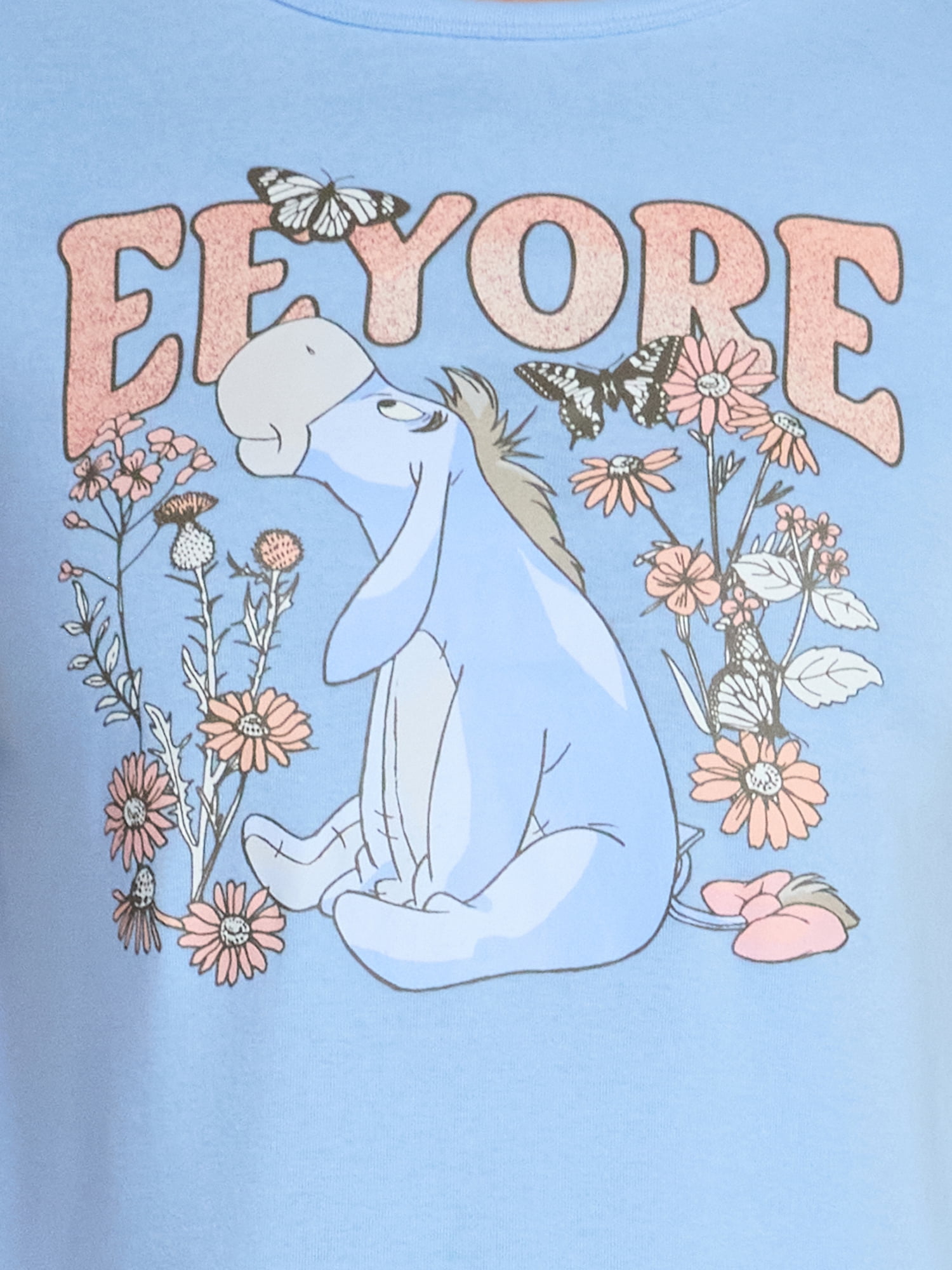 Disney Eeyore Women's Floral Graphic Baby Tee, Sizes XXS-XXL