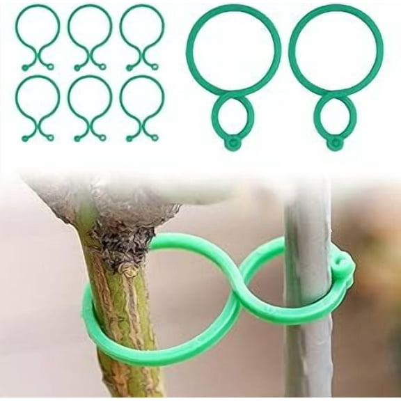 300 PCS Plant Support Clips, Secured Plastic Plant Clips Reusable Garden Clips for Climbing Plants Outdoor, Figure 8 Gourd Buckle Plant Clips, Tomato Plant Support Vine Clips, Green