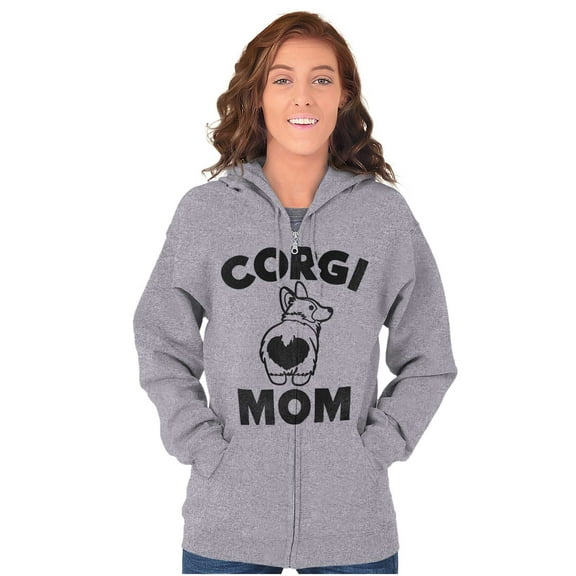 Corgi Mom Dog Pet Parent Fur Mama Zip Hoodie Sweatshirt Women Brisco Brands S
