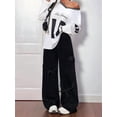 thumbnail image 4 of Women'S Ribbon Tie Detail Utility Style Jeans Casual Straight Wide Leg Denim Trousers Black XS, 4 of 9
