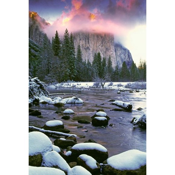 Winter snow, Merced River Poster Print by Jaynes Gallery (23 x 35)