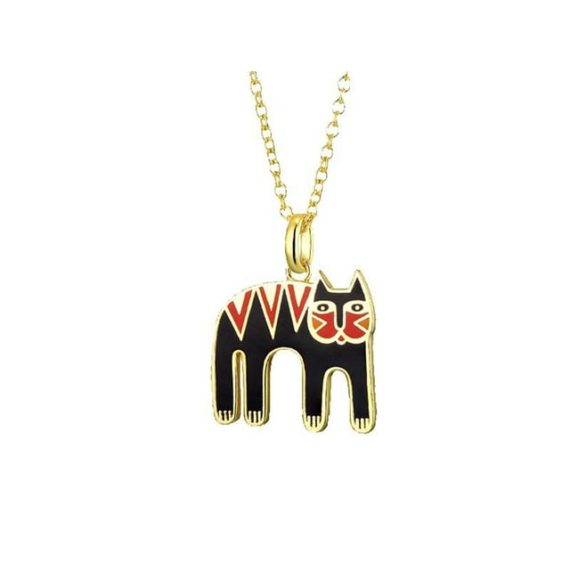 Laurel Burch Magicat Cloisonne Pendentif avec Collier