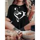 thumbnail image 1 of Camiseta de mujer de verano con Cuello RedondoMusic Note Heart Pattern Print Women'S Fashion T-Shirt, Casual Crew Neck Short Sleeve Top, Comfortable Polyester Knit Fabric with Medium Stretch, Geomet, 1 of 7