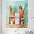 thumbnail image 1 of 4th of July Tapestry, Patriotic Theme Arrangement Design on Wooden Table Image Picture, Fabric Wall Hanging Decor for Bedroom Living Room Dorm, 5 Sizes, Seafoam and Multicolor, by Ambesonne, 1 of 1
