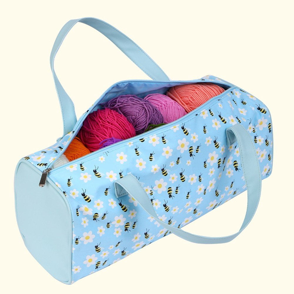 Jiibva Large Capacity Crochet Storage Bag Portable Knitting Bag DIY Yarn Storage Organizer for Yarn and Crochet Hooks Sewing