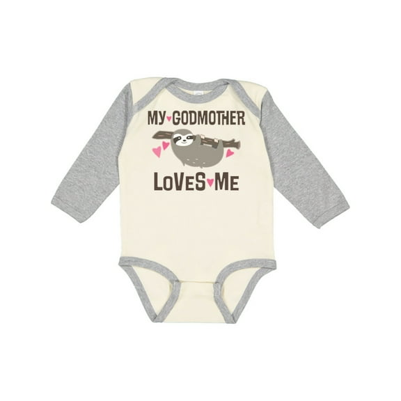 Inktastic My Godmother Loves Me Girls Sloth Girls Long Sleeve Baby Bodysuit