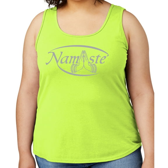 Women's NAMASTE Yoga Mid-weight Tanktop, 2XL Neon Yellow