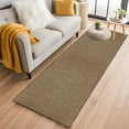 thumbnail image 2 of Vintage Brown Large Area Rugs for Bedroom Living Room, Soft Non Slip Carpet Bedside Rug, Farmhouse Retro Dark Solid Color Linen Texture Rectangular Floor Cover Kitchen Accent Rug 2'x6' for Office, 2 of 9