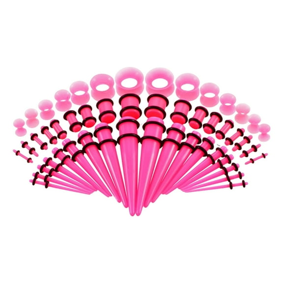 14G-00G Ear Gauges Stretching Kit - 50 Pc Acrylic Tapers, Plugs & Silicone Tunnels Set - Piercing Jewelry Expander for Professional or Home Use