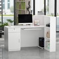 thumbnail image 2 of WIAWG L Shaped Front Recption Desk with Drawer and Counter White 55.1", 2 of 7