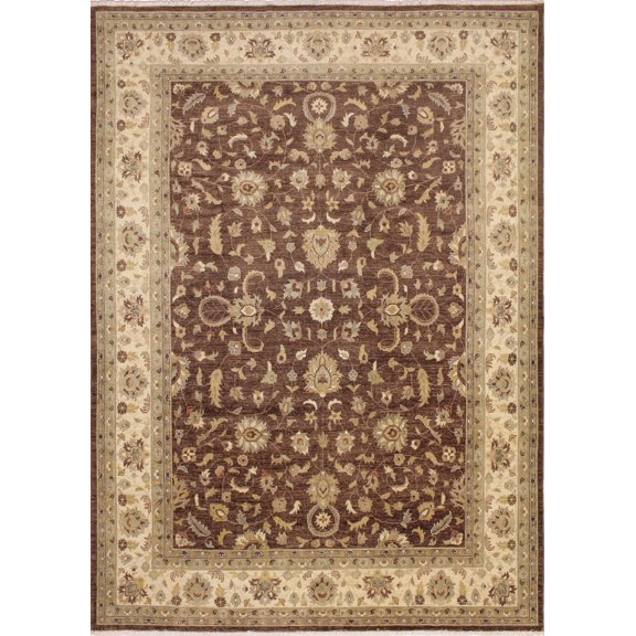 noori rug n3167 hand knotted area rug 8'11" x 12'0" brown/ivory