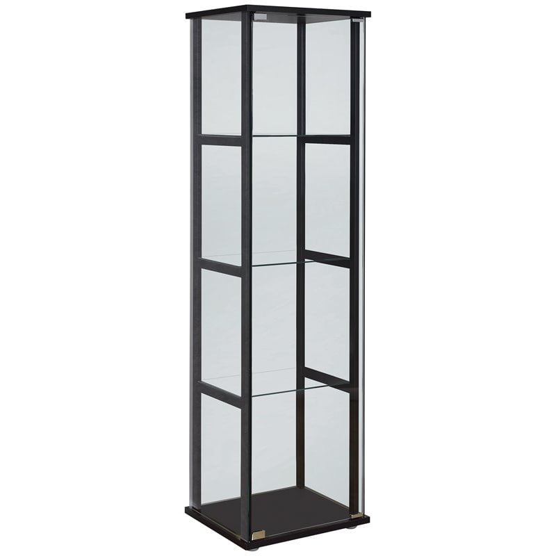 4 Shelf Glass Curio Cabinet Black, Curio Cabinet Glass Shelves