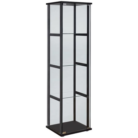 Bowery Hill 4 Shelf Glass Curio Cabinet in Black