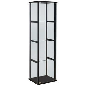 Ikea Detolf Glass Curio Display Cabinet Black Lockable Light And
