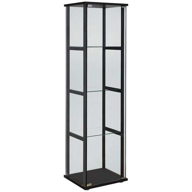 Bowery Hill 4 Shelf Glass Curio Cabinet In Black Walmart Com Walmart Com