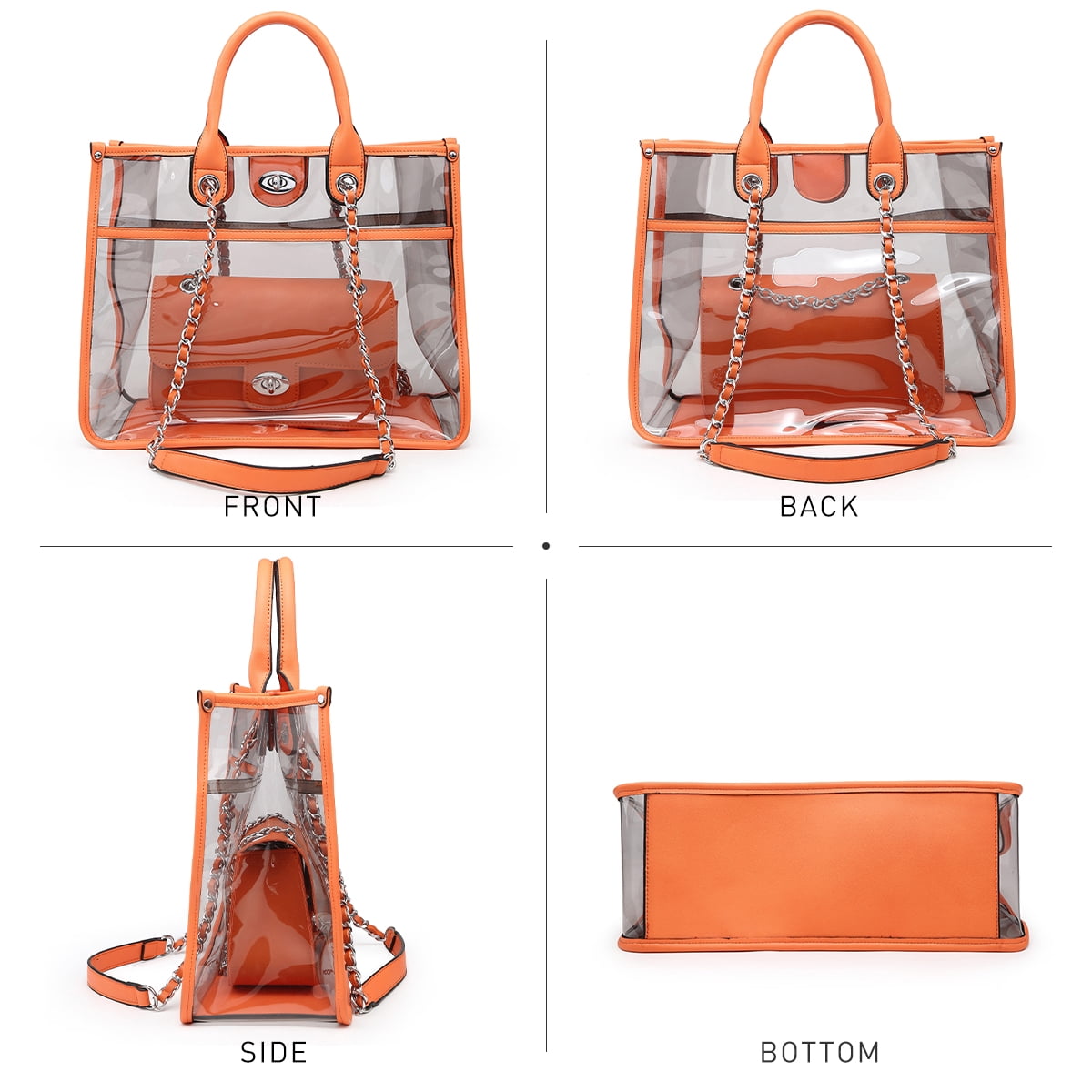 M Marco Women's Tote Bags with Crossbody Purse Set PVC Top Handle Bags