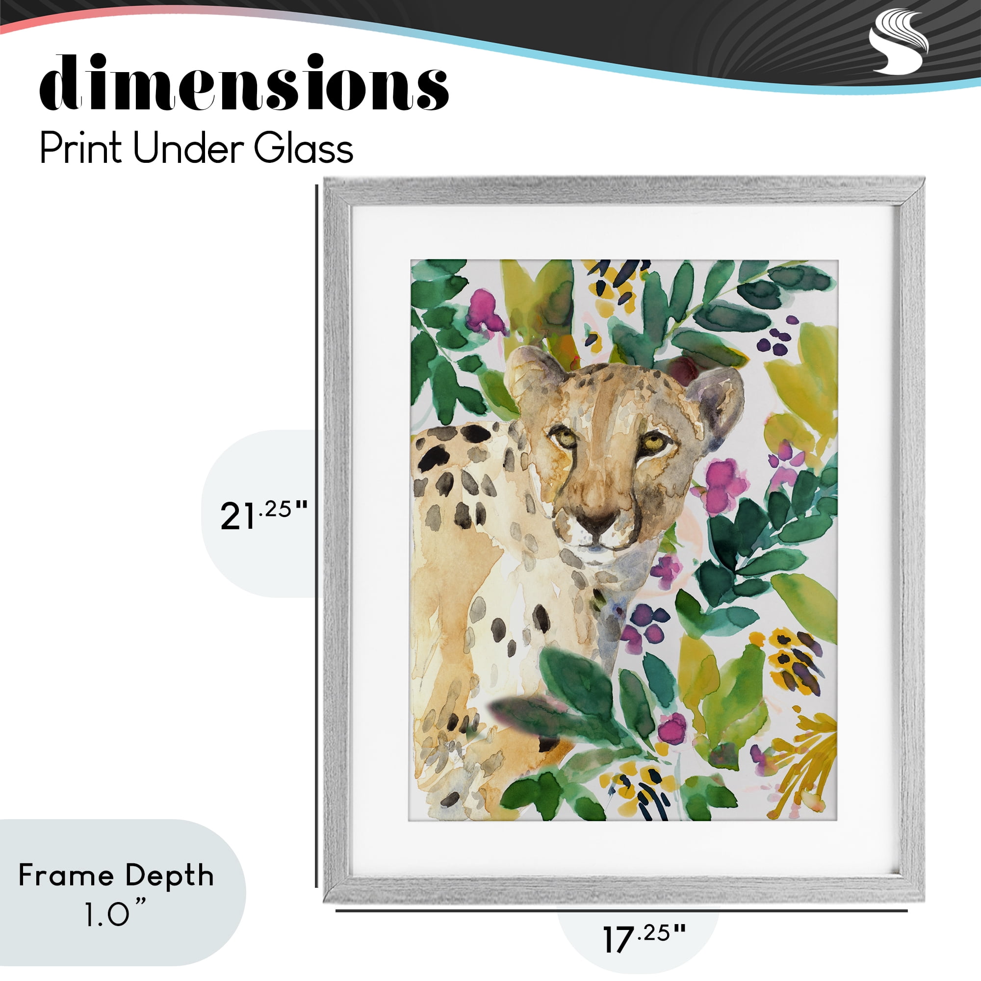 Stupell Industries Garden Plants Cheetah Gray Framed Print Under Glass, design by Lanie Loreth
