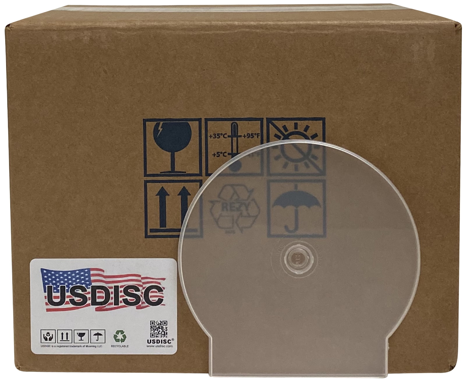 USDISC Clamshell Cases Economy, Single 1 Disc, Clear, Pack Of 50