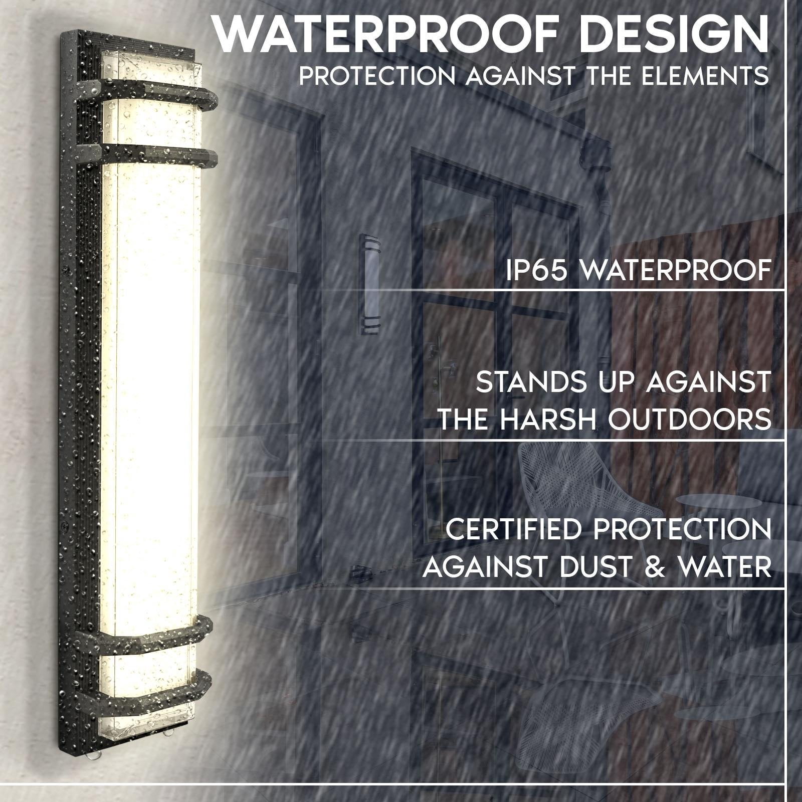 Luxrite LED Outdoor Wall Light, 23.62in Modern Wall Sconce, 3CCT 3000K 4000K 5000K, 20W, Aluminum, IP65 Waterproof