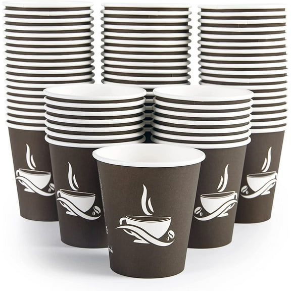 400 Pack 8 oz Paper Cups, Brown Disposable Hot Coffee Cups for Party, Picnic, Travel, and Events