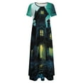 thumbnail image 3 of 2024 Haunted Mansion Dress Halloween Print Elegant Maxi Dress Short Sleeve Aesthetic Bohemia Long Dresses Woman Oversized Clothing, 3 of 6