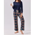 thumbnail image 5 of Ekouaer Womens Pajama Set 2 Piece Long Sleeve PJs with Plaid Pants Drawstring Elastic Waist Sleepwear Lounge Set, 5 of 5