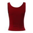 thumbnail image 3 of A2Y Women's Heavyweight Solid Double Scoop Neck Rib Cropped Tank Top Red M, 3 of 4