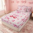 thumbnail image 3 of Erosebridal Watercolor Bow Cherry Zipper Full Size Comforter Sets with Fitted Sheet and 2 Pillowcases for Girls, Cartoon Love Heart Zipper Bedding Set, Pink Reversible, 4pcs, 3 of 7