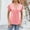 Pink, variant on Green Women Tops Short Sleeve V-Neck Solid T-Shirts Womens Shirts Under $10