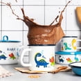 thumbnail image 2 of METALAC Little Dino Enamel Mug 12.5 fl oz (370 ml) Enameled Steel Camper Coffee Mug Shatterproof Tea Mug for Hot Beverages Latte Cocoa Chocolate, Dark Blue and White, 2 of 3
