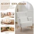 thumbnail image 6 of Modern Corduroy Accent Chair with Pillow, Upholstered Single Sofa Chair Armchair for Living Room Reading Room Bedroom Furniture, White, 6 of 10