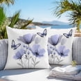 thumbnail image 5 of Waterproof Throw Pillow Covers Set of 2, 26x26 Inch Spring Flowers Decorative Pillowcases Outdoor Pillow Slip Cushion Covers Set for Couch Tent Pastoral Purple Butterfly Floral Plants, 5 of 7
