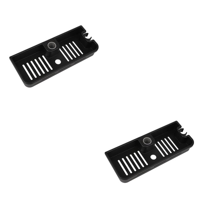Matsuzay Estante de baño de 1 pieza, estante de almacenamiento de ducha de plástico, soporte de perforación ajustable , accesorios de negro 2Conjunto