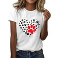 thumbnail image 2 of Lilgiuy National Pet Day Dog Paw Love Heart Print T-Shirt for Women Summer Solid Color Short Sleeve Soft Lightweight Cute Dog Mom Graphic Tees Tops Gift for Dog Lovers(White,M), 2 of 4