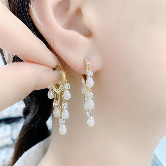 Women Earring Danhjin Ladies Fashion Earrings Long Fringed Crystal Drop Earrings Jewelry