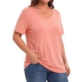 thumbnail image 3 of WellSize Plus Size Womens T Shirts V Neck Tunic Tops for Women Summer Short Sleeve Shirts Basic Tops, 3 of 8