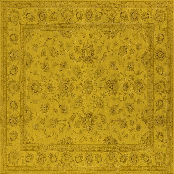 Ahgly Company Indoor Square Oriental Yellow Traditional Area Rugs, 3' Square