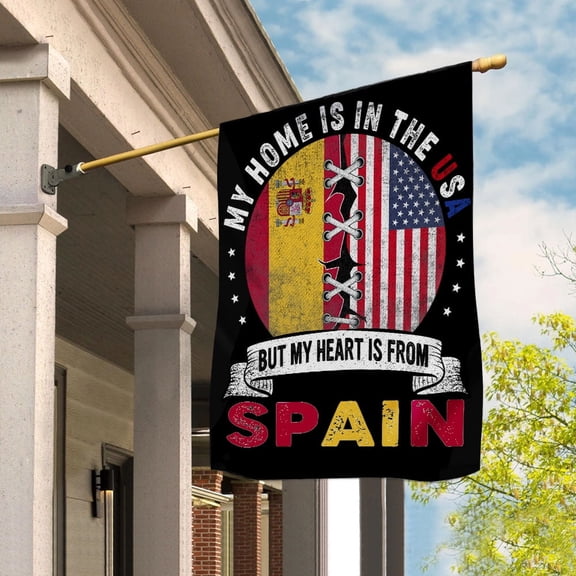Flag-Made in America with Spainish Parts Spain U.S.A Friendship American Flag Patriotic House Flag, Double-Sided Decorative Outdoor Flag, Patriotic Polyester Yard Flag 29.5 x 39.5 in