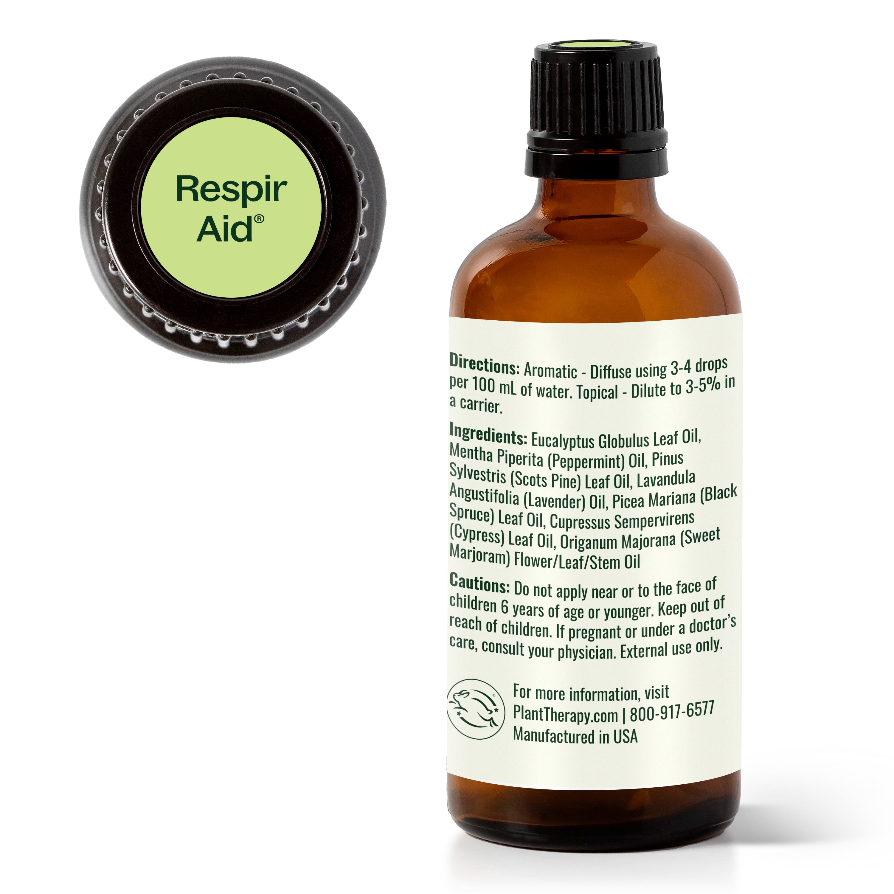 Plant Therapy Respir Aid Essential Oil Blend 100 mL (3.3 oz) Sinus, Airway and Congestion Clearing Synergy Blend 100% Pure, Undiluted, Natural Aromatherapy